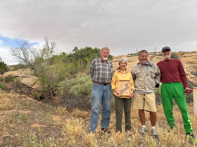 From left: Dennis Willis, Linda Richmond, current San Juan River Ranger Rick Boretti, and former supervisor Phil Gezon.