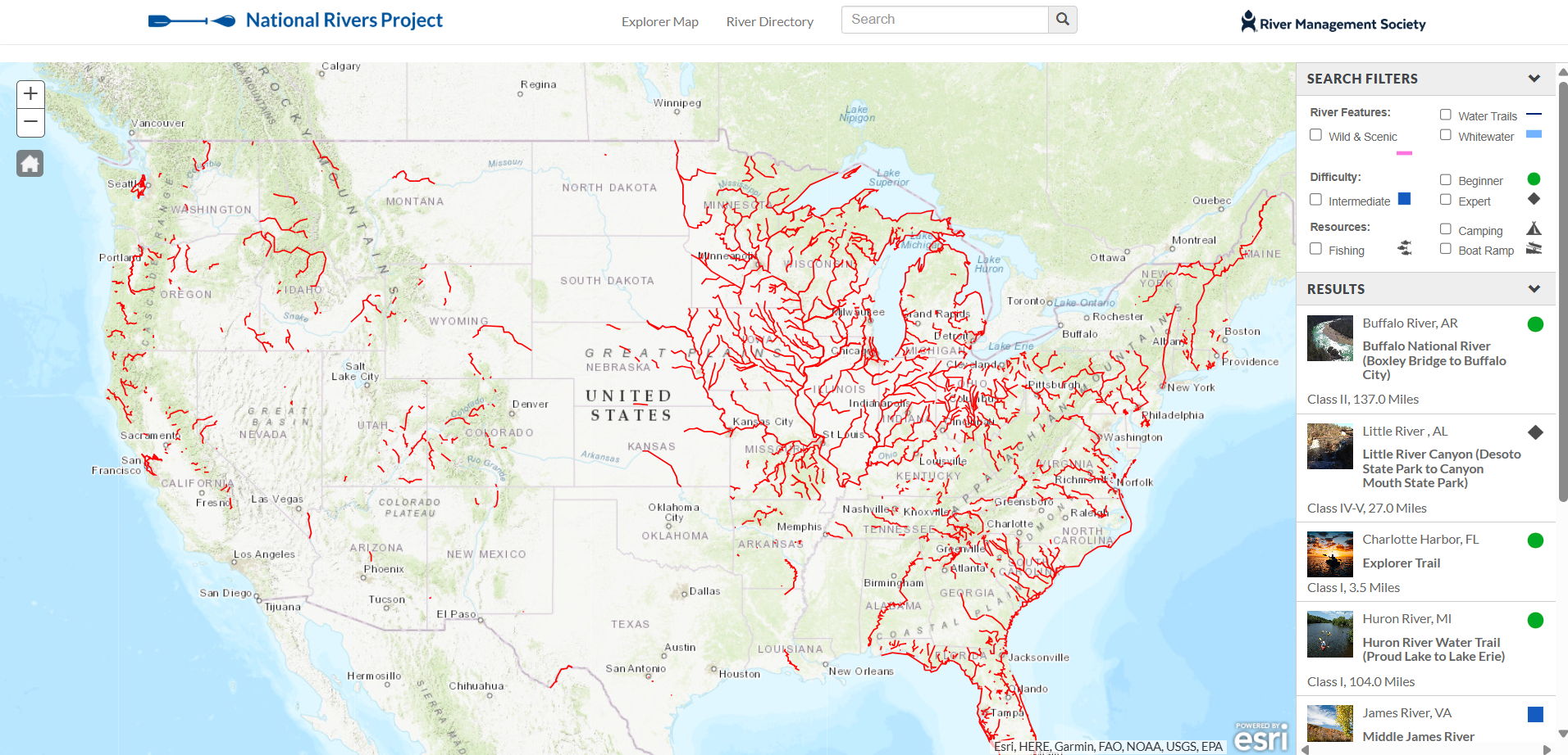 National Rivers Project Explorer Map