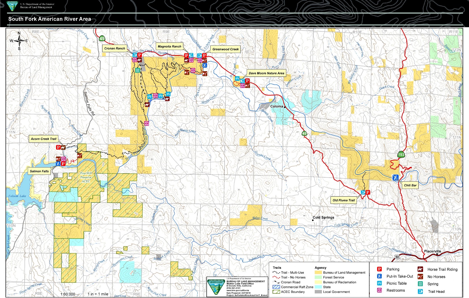 South Fork American BLM Map